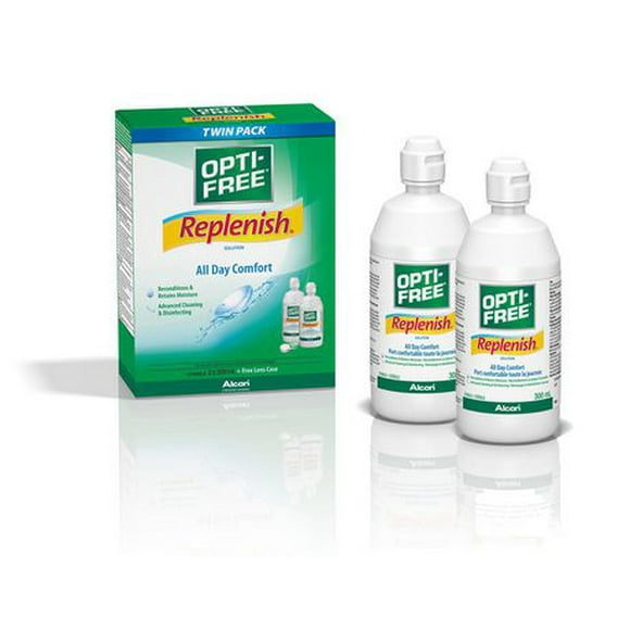 OPTI-FREE® Replenish Twin Pack, Multipurpose Contact Lens Solution, Twin pack 2 x 300 mL