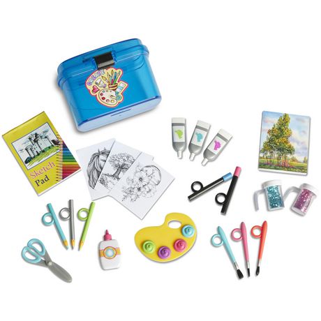 My Life As Art Supply Playset 18” Doll Case Bin Tool 22 Pieces AG