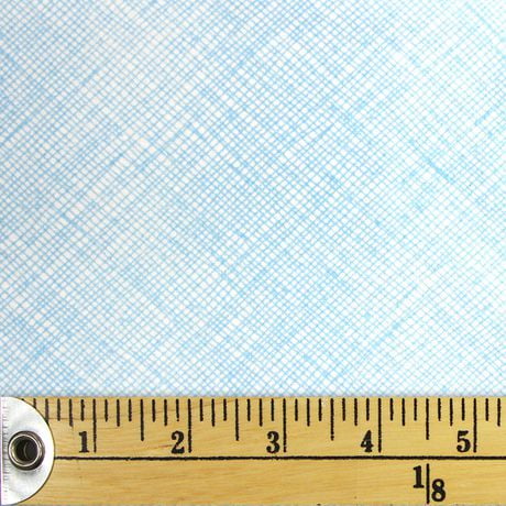 Fabric Creations White with Turquoise Pencil Crosshatch Fat Quarter Pre-Cut Fabric