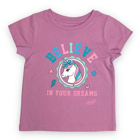 Jojo Siwa T-shirt fille. Ce t-shirt à manches courtes et col rond pour filles peut être porté avec presque n'importe quel pantalon ou jupe et