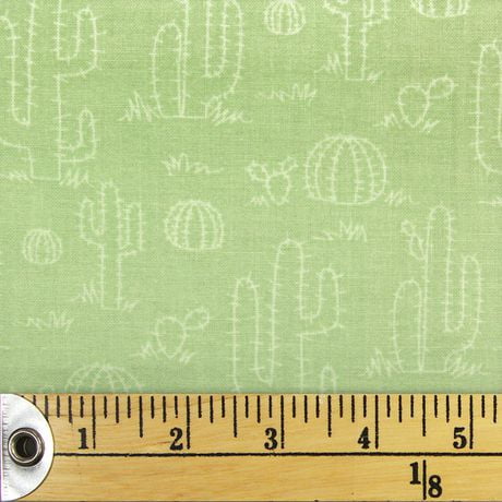 Fabric Creations Green with White Desert Cacti Fat Quarter Pre-Cut Fabric