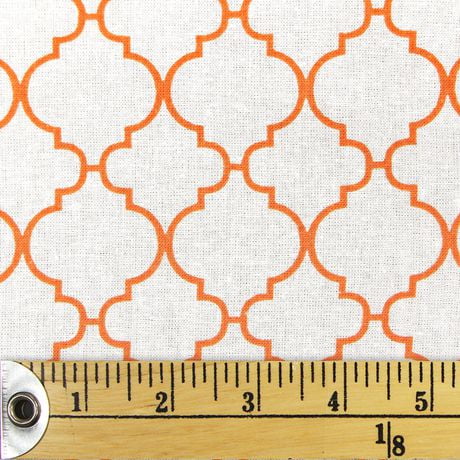 Fabric Creations White With Orange Moroccan Lanterns Fat Quarter Pre-Cut Fabric Orange 18 X 21Inches