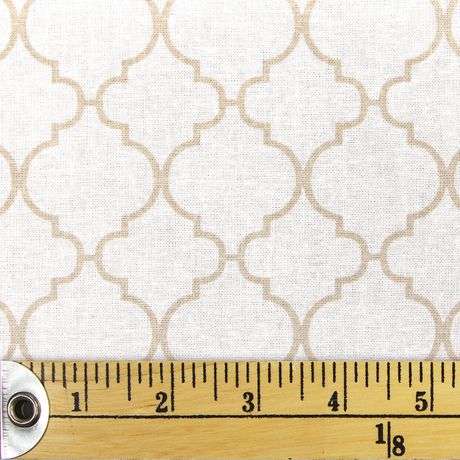 Fabric Creations White With Tan Moroccan Lanterns Fat Quarter Pre-Cut Fabric Beige 18 X 21Inches