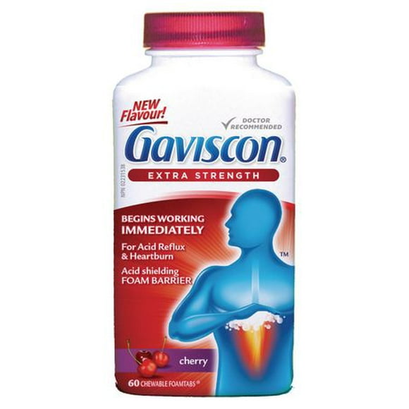Gaviscon Extra Strength Chewable Foamtabs Cherry, 60 Chewable Foamtabs