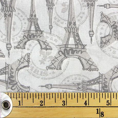 Fabric Creations White with Grey Eiffel Tower and Passport Graphics Fat ...