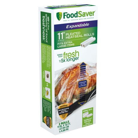 Foodsaver 11" x 18' Expandable Vacuum Bag Rolls, 2 Pack