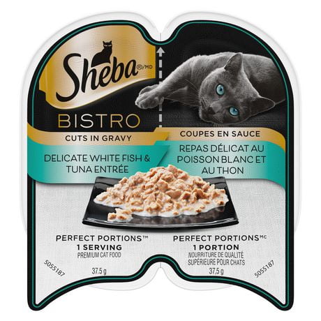 Sheba Bistro Perfect Portions White Fish & Tuna Adult Wet Cat Food Cuts in Gravy, 75g