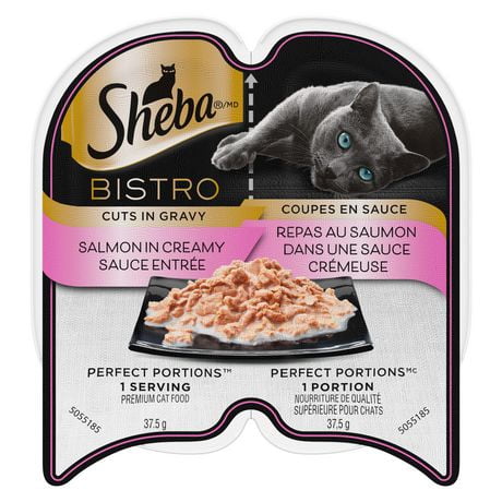 Nourriture humide pour chats adultes SHEBA BISTRO PERFECT PORTIONS coupes en sauce – repas au saumon dans une sauce crémeuse 75 g