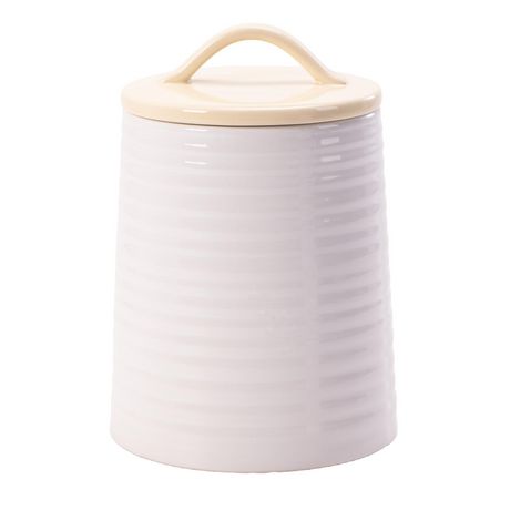 Hometrends White Ceramic Medium Canister 59 5 Oz 1 Piece Walmart Canada   6000207110425 