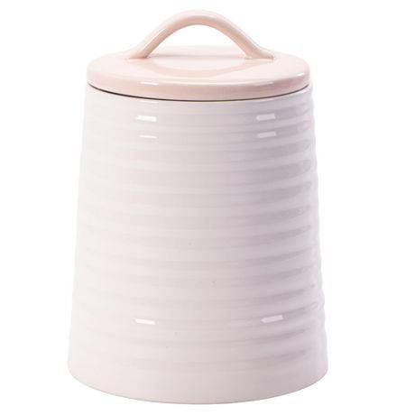 Hometrends White Ceramic Small Canister, 4.8 inch x 4.8 inch x 6.89 inch, 1 piece, Small Canister