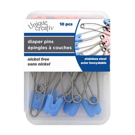 Unique Creativ Blue & Pink Diaper Safety Pins, 10 pieces