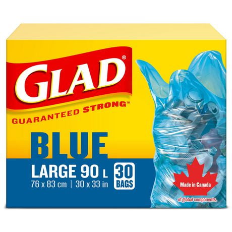 Glad Blue Recycling Bags - Large 90 Litres - 30 Trash bags, 30 Bags
