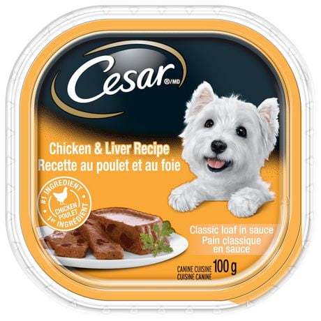 Cesar Classic Loaf in Sauce Chicken & Liver Recipe Soft Wet Dog Food, 100g