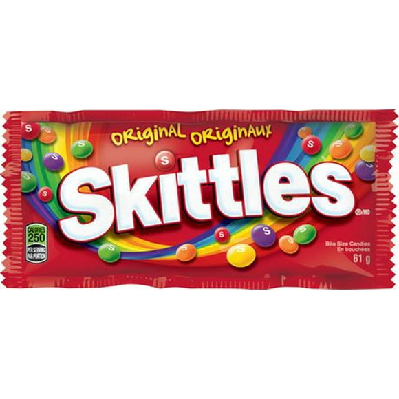 SKITTLES, Original Chewy Candy, Full Size Bag, 61g, 61g Sachet