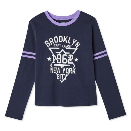 Ladies Oversized T Shirt Varsity NewYork 98 Brooklyn Stripe T-Shirt Baseball  Top