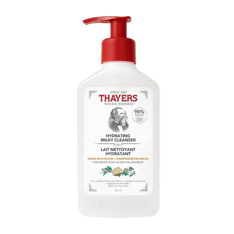 THAYERS Hydrating Milky Cleanser with Hyaluronic Acid and Snow Mushroom, Natural Facial Cleanser, For All Skin Types, 237mL, THAYERS Hydrating Milky Cleanser