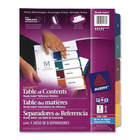 Avery Easy Edit Index Divider | Walmart Canada