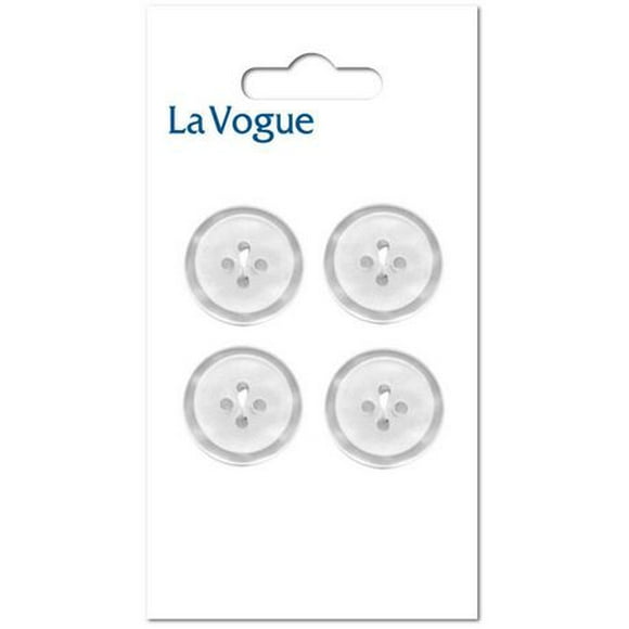 15 mm Bouton La Vogue 4-trous - Blanc Les boutons et les fermetures La Vogue offre un assortiment mode et contemporain de styles et de couleurs.