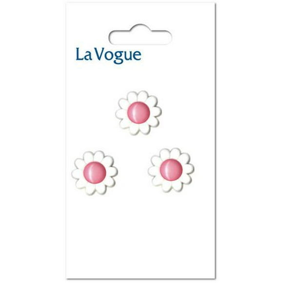 Bouton à tige La Vogue - Fleur Rose et Blanc