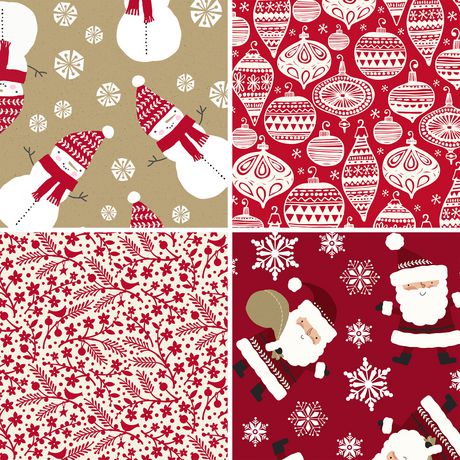 Image Arts 30" Kraft Christmas Wrapping Paper Rolls, Pack of 8