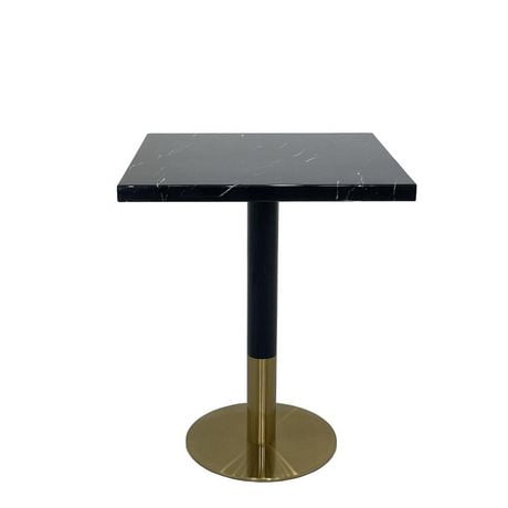 Garza Square Dining Table made of Faux Marble with Brushed Gold Details in Black
