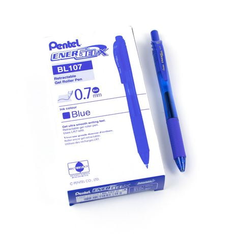 Pentel EnerGel X Retractable Liquid Gel Rollerball Pen, 0.7mm Medium Point, Blue Ink, Box of 12