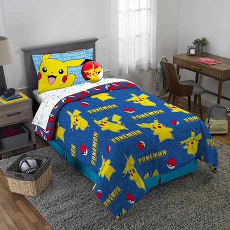Pokemon Pikachu Comforter Reversible Twin Full Yellow Blue Polyester NEW 