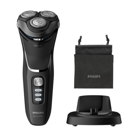 Philips Electric Shaver Series 3000, Wet or Dry With 5D Pivot Heads and Charging Stand, S3332/54, Wet or Dry electric Shaver