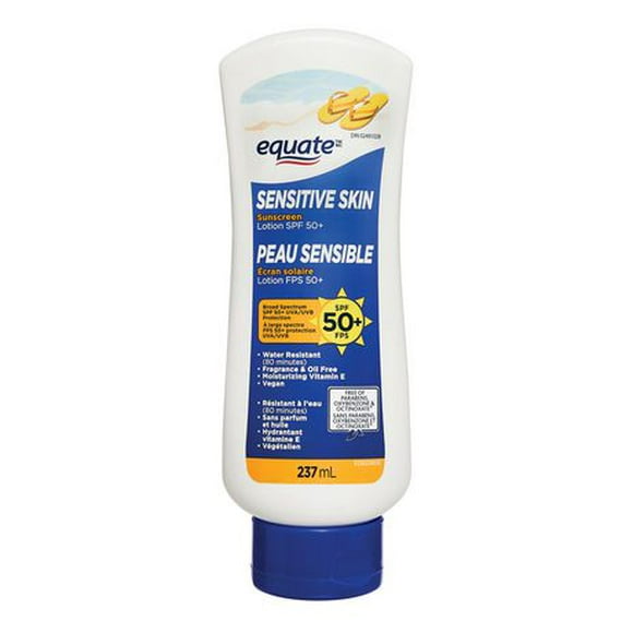 Equate Sensitive Skin SPF 50+ Sunscreen Lotion, 237mL