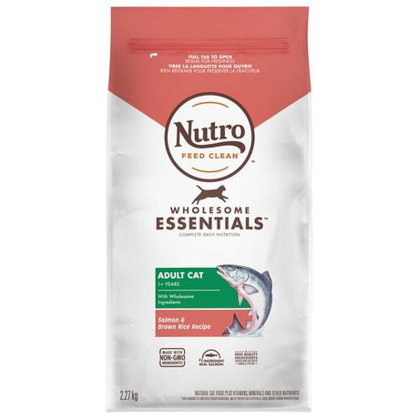 Nourriture sèche naturelle pour chats adultes NUTRO Wholesome Essentials Saumon et riz brun 1,36 - 6,35 kg