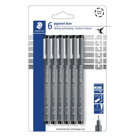 Staedtler Pigment Liners Set Black 6-pc | Walmart Canada