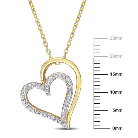 25mm Silver Yellow Plated Heart Pendant
