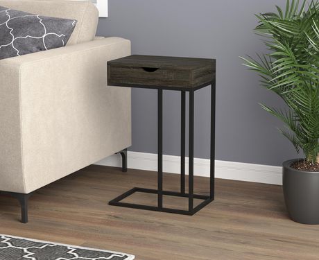 Safdie Co Accent Table 15 75l C, Dark Wood And Black Metal Side Table