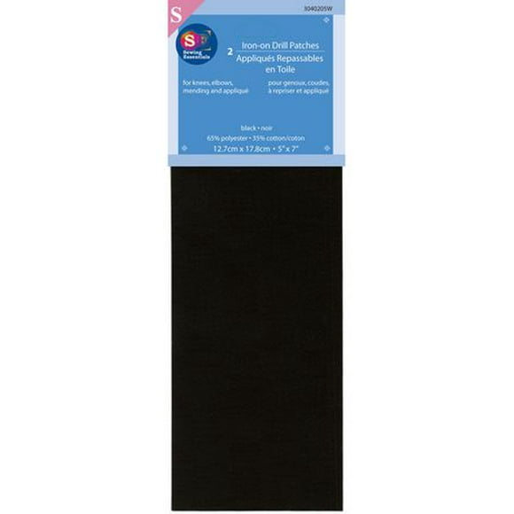 Pièces thermocollantes- 2 pièces noires Sewing Essentials Ces pièces thermocollantes Sewing Essentials sont lavables et elles peuvent être nettoyées à sec et elles sont la solution parfaite pour le rapiéçage.