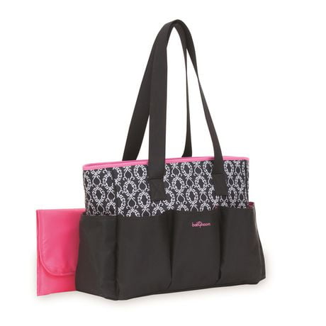 Baby Boom 7-Pocket Tote Black with Pink trim Diaper Bag | Walmart Canada