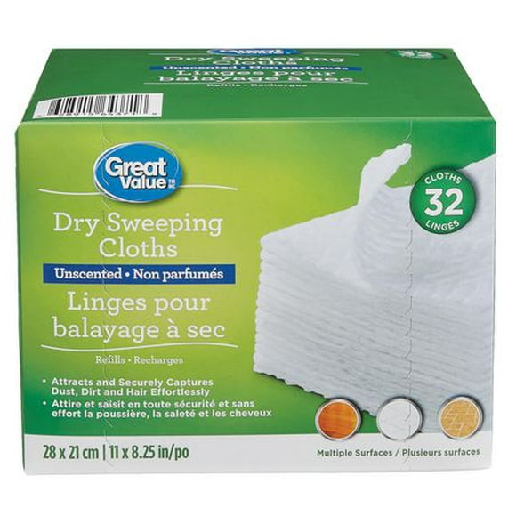 Great Value Unscented Dry Sweeping Cloths, Unscented Dry Sweeping Cloths