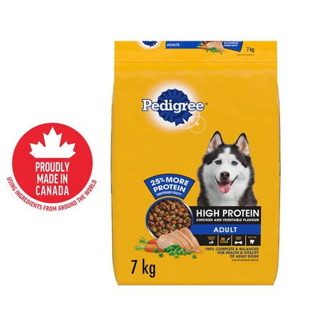 PEDIGREE High Protein Dry Food For Adult Dogs – Chicken & Vegetable Flavour – Calcium Supports Strong Bones and Healthy Teeth, 7-18kg