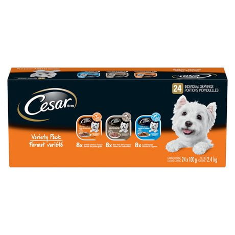 Cesar Classic Loaf in Sauce Variety Pack Soft Wet Dog Food, 24x100g