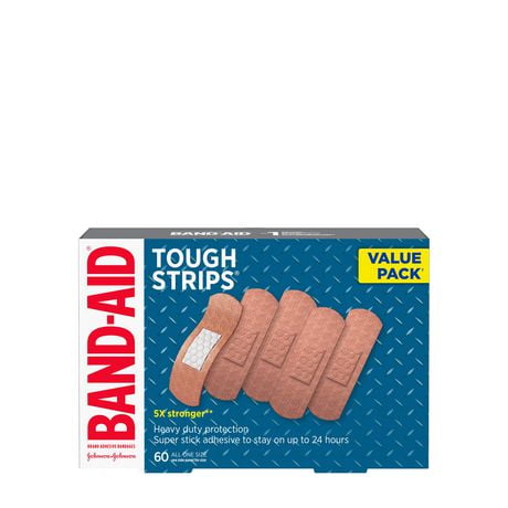 BAND-AID® Brand TOUGH-STRIPS® Adhesive Bandages for Wound Care, Durable Protection for Minor Cuts and Scrapes, Extra Large Size, 60 Count