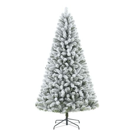 Holiday Time 6.5' Pre-lit Flocked Frisco Pine Christmas Tree, Green