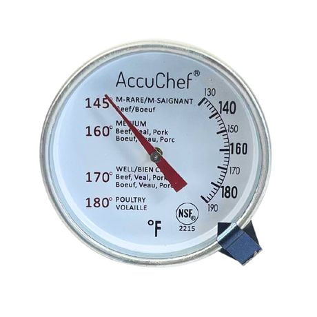 AccuChef Stainless Steel Meat and Poultry Thermometer, Model 2215, Stays in Oven