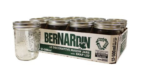 Bernardin Decorative Wide Mouth 500ml Mason Jar With Lids And