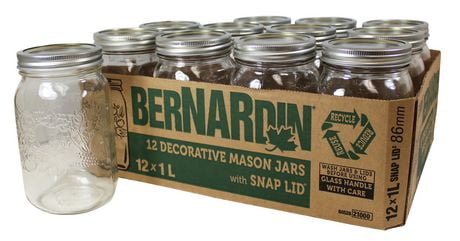 Bernardin Decorative Wide Mouth 1ml Mason Jar With Lids And Bands