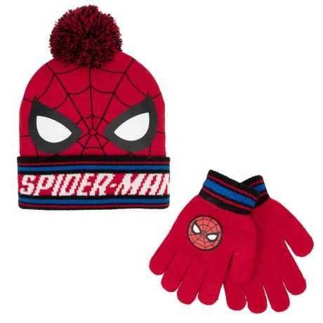 Marvel Boy's Spider-man Two-Piece Pom Cuff Beanie and Glove Set ...