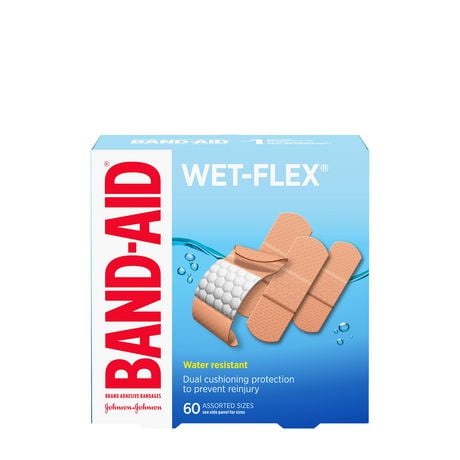 Band-Aid Brand Water Resistant Wet-Flex Adhesive Bandages, Assorted Sizes Value Pack, Small, Regular, Large, 60 Bandages, 60 units