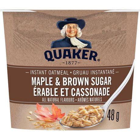 oatmeal quaker maple sugar cup brown instant