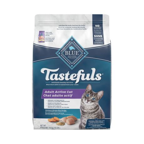 BLUE Tastefuls Chicken & Brown Rice Adult Active Natural Dry Cat Food ...