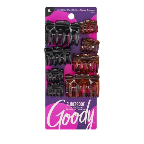 Goody Classics Assorted Claw Clips - Black & Brown, 8 Pieces, Black & Brown.