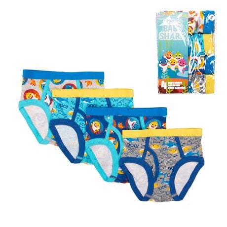 Baby Shark Boy's 4-Pack Briefs, Sizes 2T to 4T