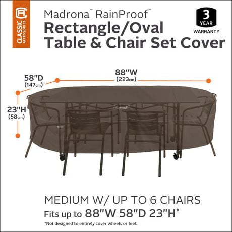 Classic Accessories Madrona Rainproof Rectangular Oval Patio Table Chair Set Cover Um Canada Classic Accessories Madrona Rainproof, Oval Patio Set Cover